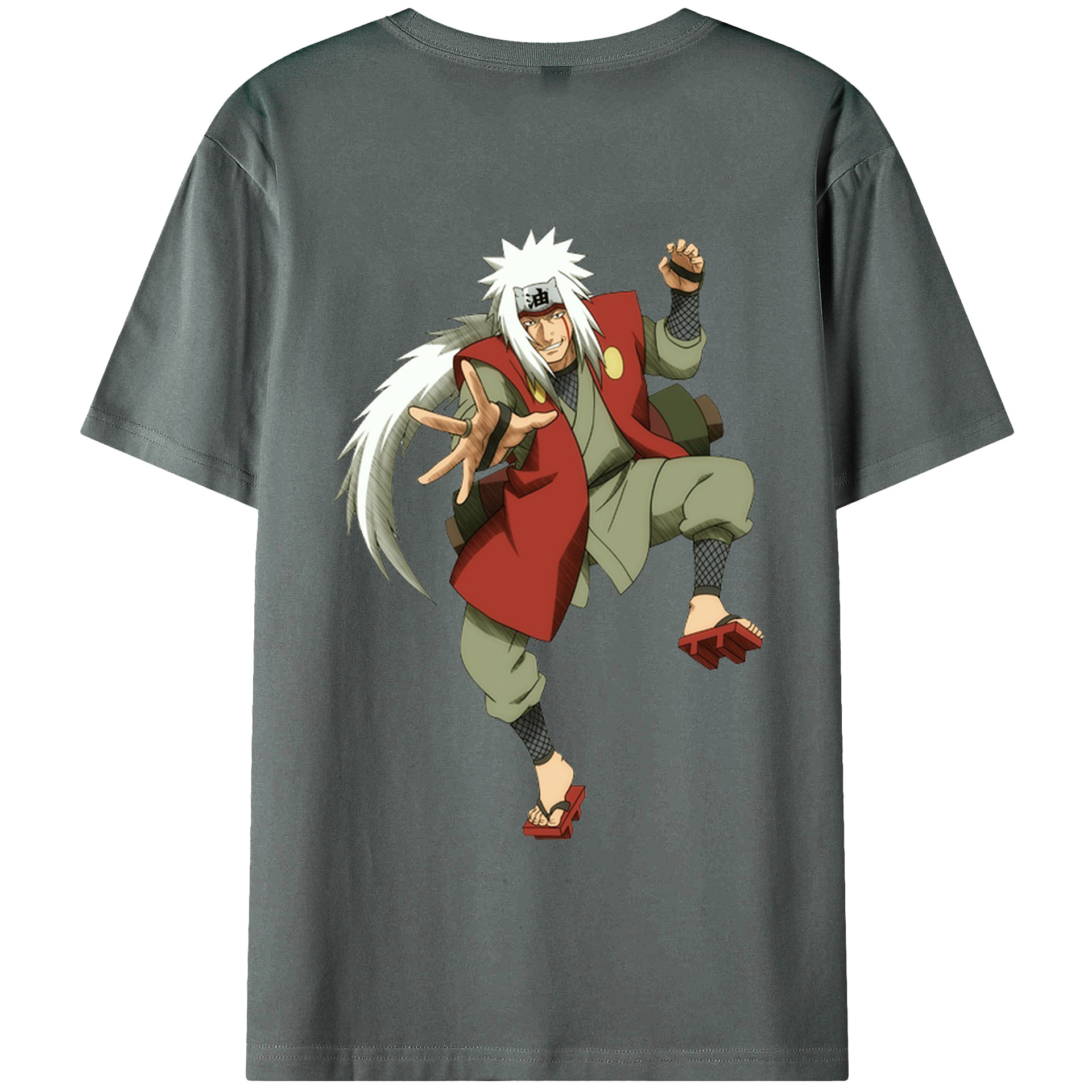 （画像用） NARUTO -ナルト- 自来也（じらいや） Jiraiya 綿100％ メンズ半袖Tシャツ（バックプリント） 通気性